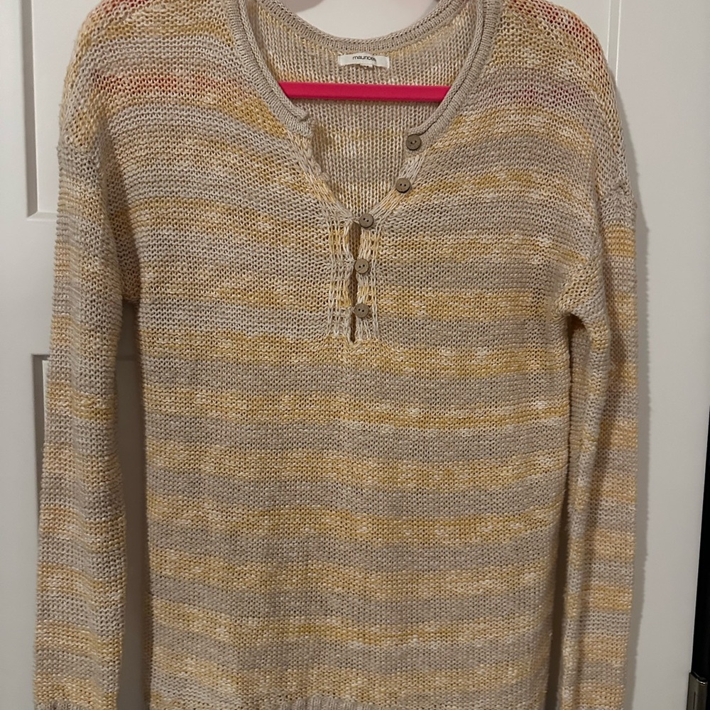 Maurices Cream and Tan Knit Sweater